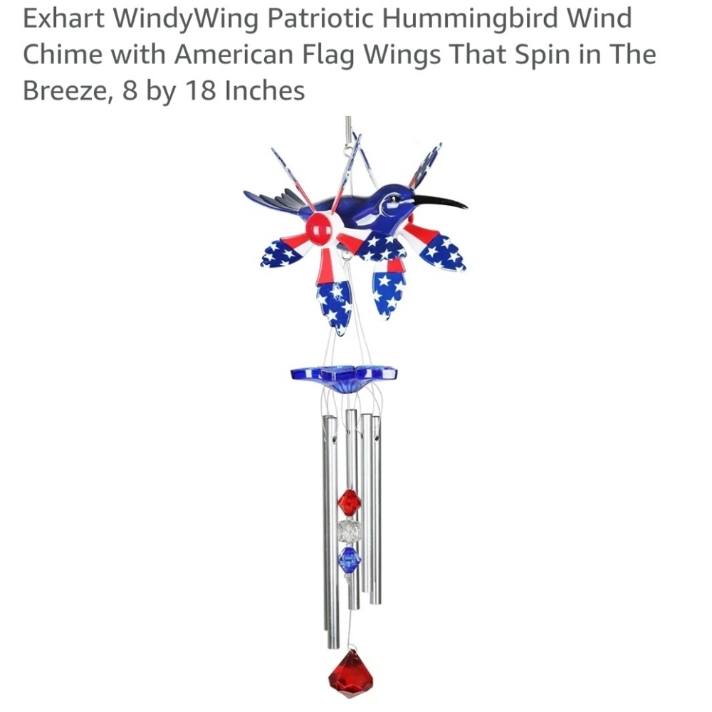 Patriotic Hummingbird Wind Chime - Picture 8 of 13